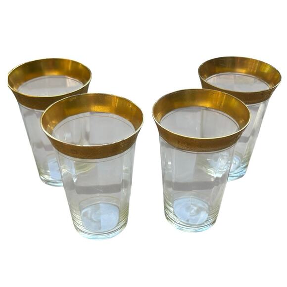 Set of 4 Vintage Tiffin Franciscan Gold Rimmed Glassware Juice Glass Mad Men - Picture 5 of 6